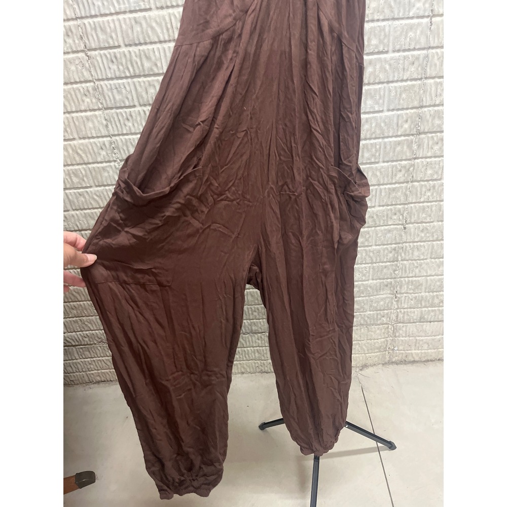 Cupshe Brown Halter Harem Jumpsuit Boho Wide Leg Pockets XL New - Picture 2 of 5